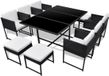 vidaXL 11-delige Tuinset met kussens poly rattan zwart