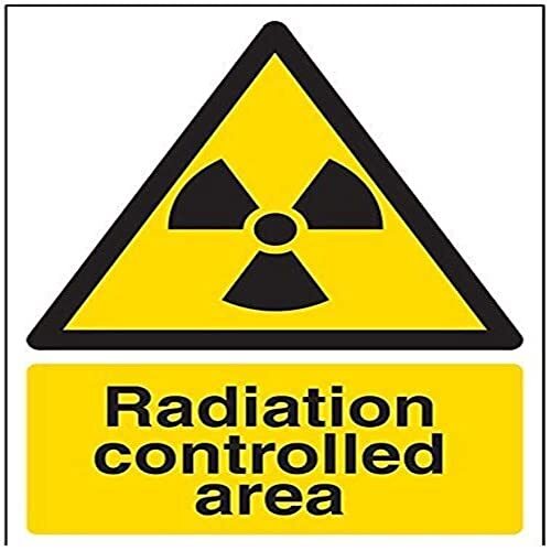 V Safety VSafety Signs 6A027AN-R "Radiation Controlled Area" waarschuwingsmateriaal en chemisch teken, 1 mm rigide kunststof, portret, 150 mm x 200 mm, zwart/geel