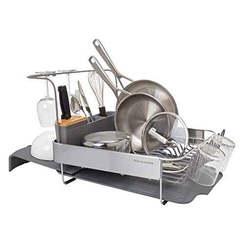KitchenAid Volledig formaat uitbreidbaar vaatdroogrek, 17,63-inch, houtskoolgrijs