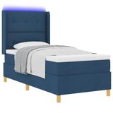 vidaXL Boxspring bed met LED-stripverlichting Blauw 80 x 200 cm Stof