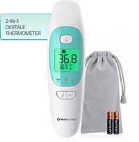 MostEssential 2-in-1 Digitale Koortsthermometer - Oorthermometer – Thermometer Voorhoofd & Lichaam - Koortsthermometer voor Volwassenen, Kinderen en Baby's - Contactloos - 20M