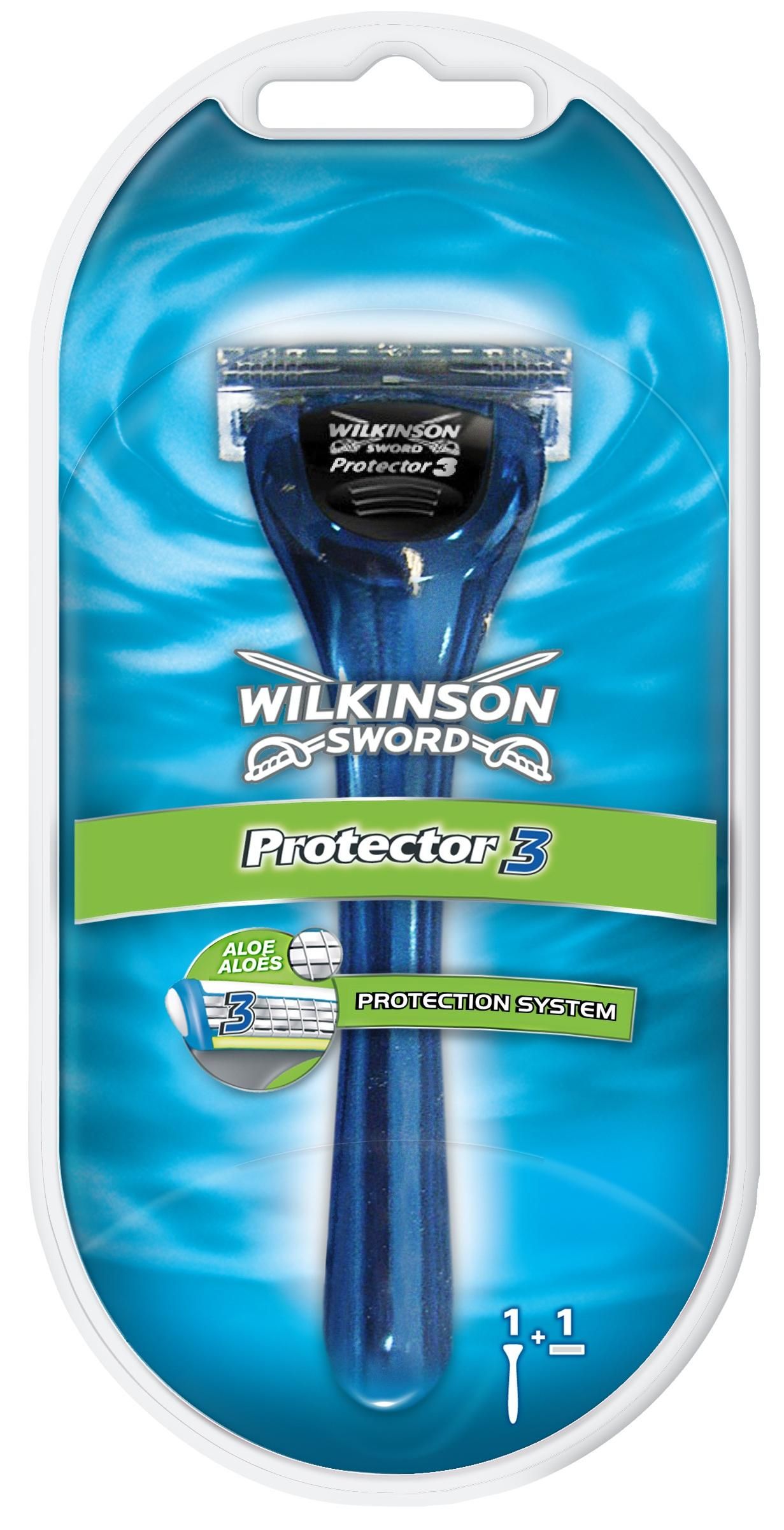 Wilkinson Sword Protector 3 Scheersysteem - 1 Scheermesje - Zwart/Blauw