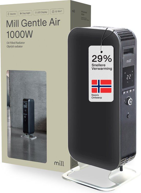 Mill AB-H1000DN BLACK Oliebadradiator 1000W Zwart