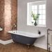 Hudson Reed Elton Baignoire îlot rétro d'angle gauche – Gris pierre – 168,5 x 75 cm – Pieds or brossé