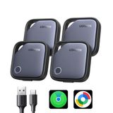 UGREEN FineTrack Duo 4-pack Tracker voor iOS en Android met USB-C opladen | GPS-tracker met 12 maanden batterijduur, Tracker Android, Sleutelvinder voor koffers, sleutels, rugzakken enz.