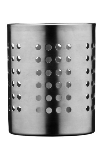 Premier Premier Housewares Cutlery Caddy Ronde bestekhouder van geborsteld roestvrij staal met kleine gaten, 10 cm diameter, zilver, 10 x 10 x 13 cm