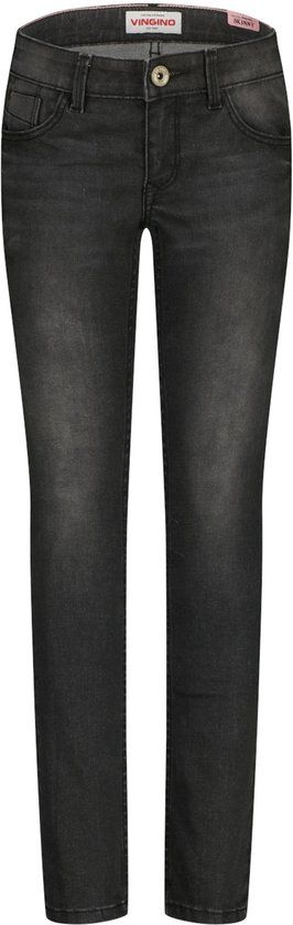 Vingino Alice Skinny Jeans Meisjes Zwart Vintage Katoen Elastaan Maat 176