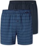 Schiesser 2Pack Boxershorts - Blauw/Donkerblauw - Geruit - Heren - Maat S