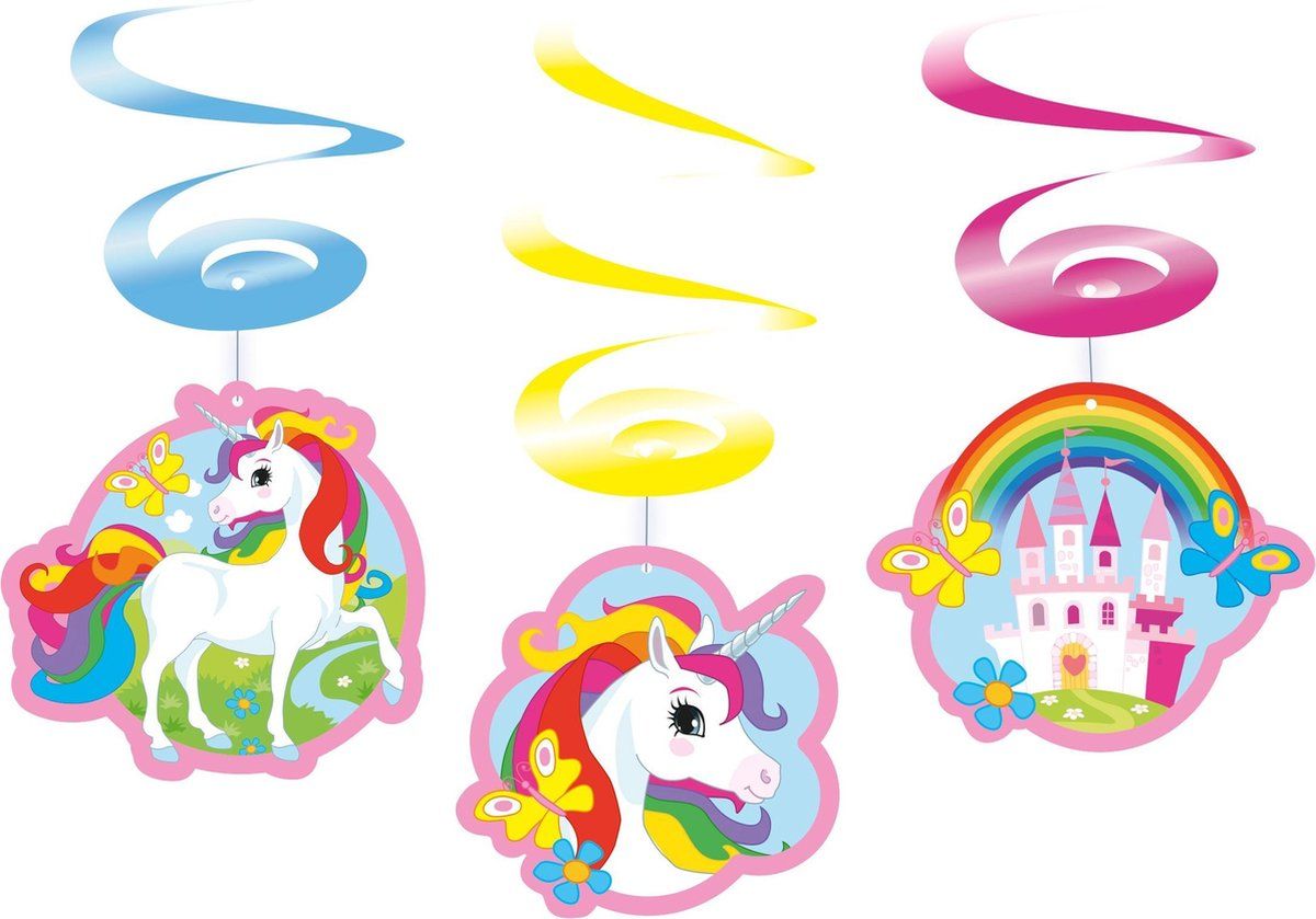 Amscan Unicorn Swirl Decoratie - 6 stuks