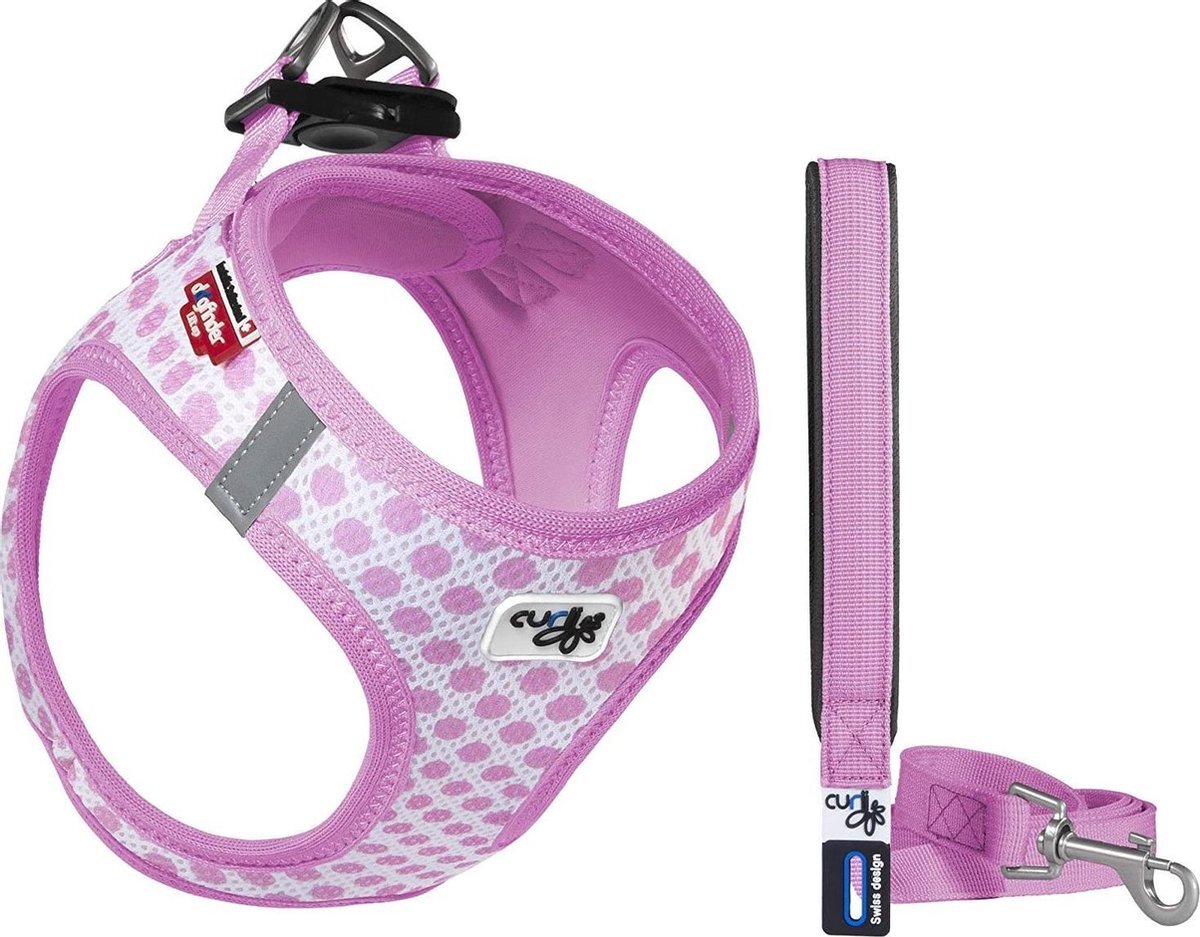 Curli Hondentuigje Harness Cirkels 45-50 Cm Mesh/nylon Roze roze