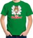 Bellatio Decorations Shoppartners Bv Fout Kerstshirt / Kerst t-shirt met hamsterende kat Merry Christmas groen voor kinderen 140/152