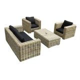 AVH-Outdoor Tuinmeubelen Nissah stoel-bank loungeset 4 delig naturel rotan