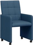 vidaXL Eetkamerstoelen met wielen 2 stuks Stof Blauw 58 x 65 x 94 cm