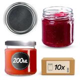 KADAX Kleine inmaakpotten, 200 ml, jampotten, diameter 66 mm, kleine potten voor honing en specerijen, luchtdichte potten, weckpotten, ronde potten (10 stuks, zilverkleurig)