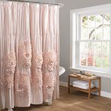 Lush Decor Serena douchegordijn ruches bloemen vintage chique boerderij stijl badkamer decor, 0, blush