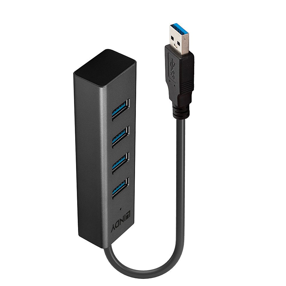 LINDY 43324 - USB 3.1 Gen 1 Hub - 4 Ports - Black