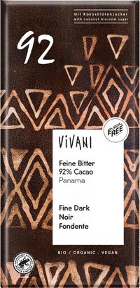 Vivani Chocoladereep Puur 92% Cacao 80g - Veganistisch