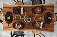 Merkloos Ovale placemats - Graniet print - Zwart - 6 stuks