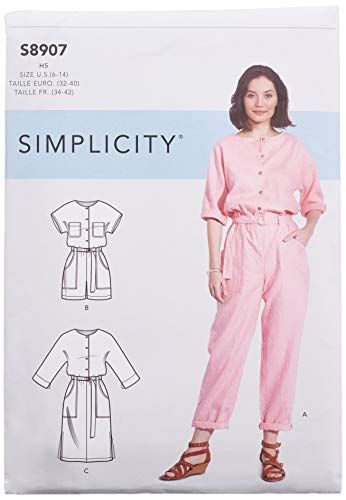 Simplicity S8907 - Dames Overall, Rompers, Jurken en Riem - Maat H5 (6-8-10-12-14)