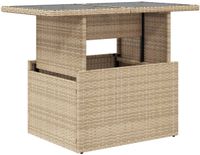 vidaXL Tuintafel met glazen blad 100x55x73 cm poly rattan beige