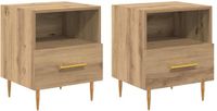 vidaXL Nachtkastje - Set van 2 - Bruin - Bewerkt Hout