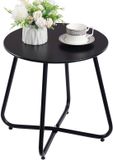 Merkloos HollyHOME Bijzettafel, Ronde Metalen Loungetafel voor Buiten, 40 cm, Zwart