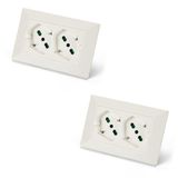 FANTON 42100-B2 Set met 2 stuks universele inbouwcontactdozen OPERA/PLA dubbel stopcontact Schuko 2P + T 16A voorbedraad voor box met 3 modules