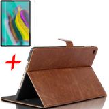 iCall Samsung Galaxy Tab S5e Hoes + Screenprotector - Lederen Book Case Smart Cover - Okerbruin