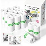 Zivacate 12 Rollen Papier voor Kindercamera 57 × 25 mm | Thermisch Papier voor Instant Kindercamera en Mini Printer, Zonder Inkt, Thermisch Fotopapier voor Kinderen