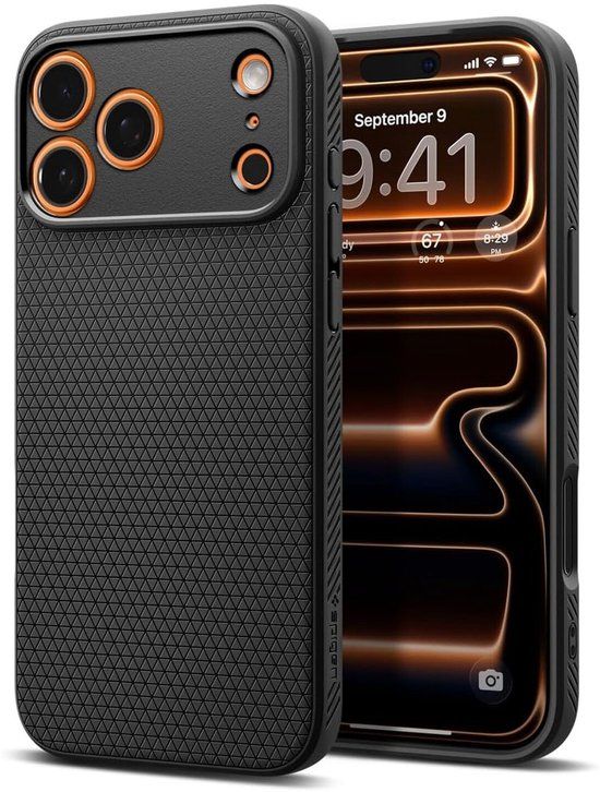 Spigen Liquid Air Hoesje Geschikt voor Apple iPhone 17 Pro - Back Cover Flexibel TPU Matte Zwart
