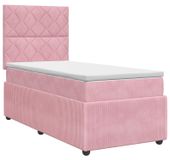 vidaXL Boxspringbed met matras en hoofdeinde, roze, 90 x 200 cm, fluweel