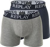 Replay Men's Boxer Short (2 Pair Box) RP101005 - Grey Melange/Indigo - M