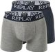 Replay Men's Boxer Short (2 Pair Box) RP101005 - Grey Melange/Indigo - M
