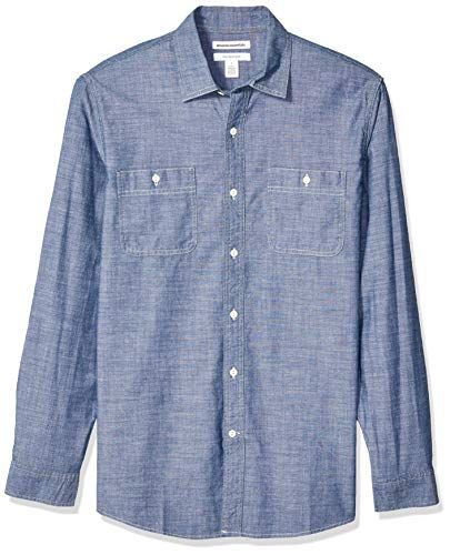 Amazon Essentials Heren Regular-fit Chambray shirt met lange mouwen - Gespoeld - XL-XXL