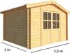 Merkloos Tuinhuisje Blokhut Fenna 350 cm bij 300 cm diep Zadeldak bruin