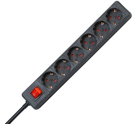 Kopp 120915006 Stekkerdoos - Zwart/Rood - 1.4m Kabel - Met Schakelaar