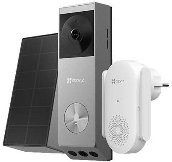 EZVIZ EP3x Pro + CH1 Dubbellens Batterij Deurbel Kit – Inclusief Bel & Zonnepaneel – 32GB eMMC Opslag – Kleurnachtzicht – Pakketdetectie – Draadloos & IP65