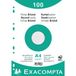 Exacompta 10x Pak 100 steekkaarten in folie - bristol geruit 5x5 geperforeerd - 210x297mm - Wit - 10606E