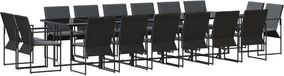 vidaXL Eettafel Set - Zwart - Staal - 17-delig