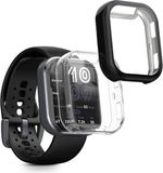 kwmobile 2x smartwatch hoes geschikt voor Amazfit Bip 6 hoesje - Siliconen sporthorloge cover - Activity tracker case in zwart / transparant