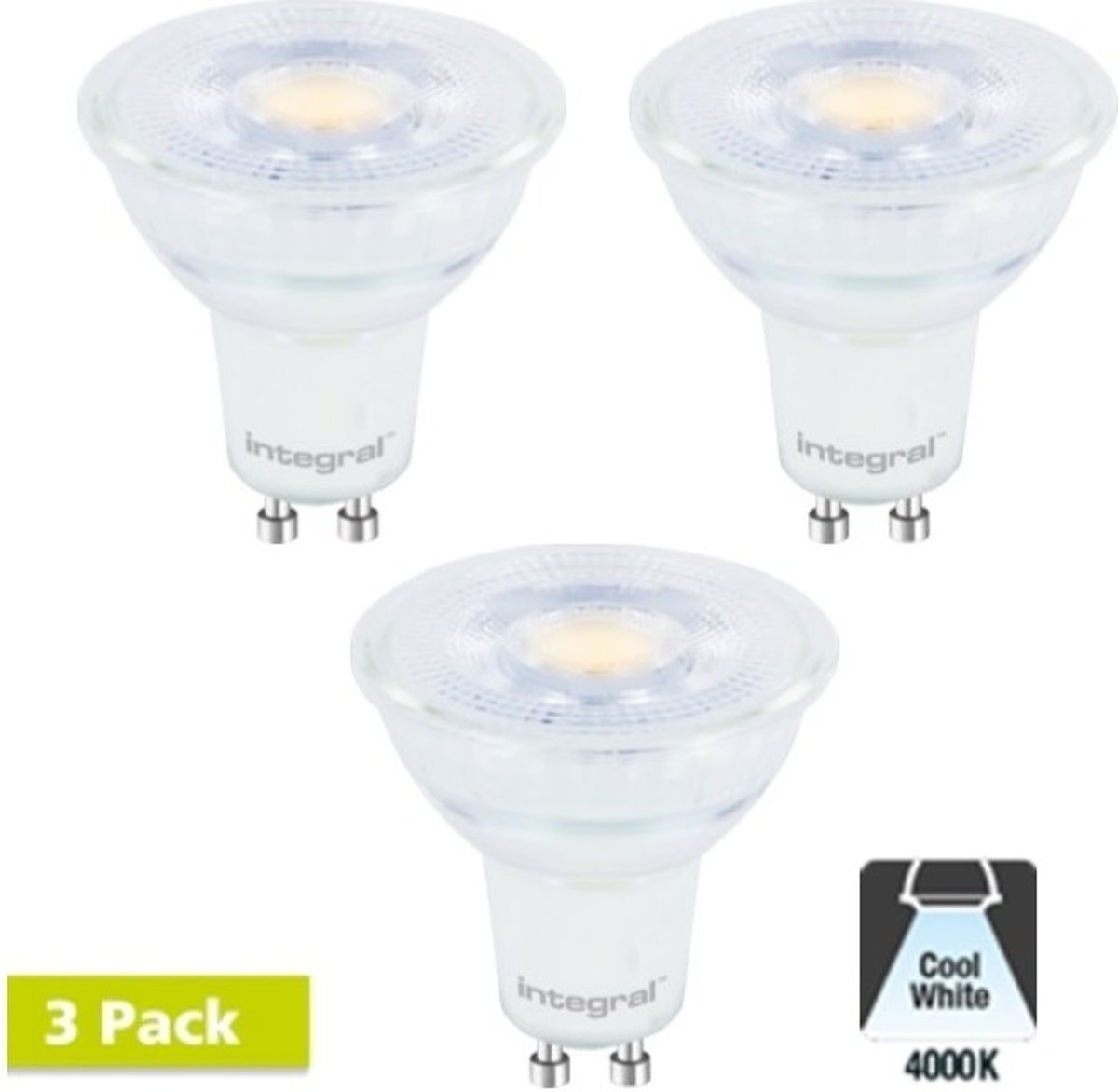 Integral 3 Pack - GU10 LED Spot - 4.7W - 4000K Neutraal Wit - Non Dimmable