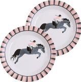 Santex Feest wegwerpbordjes - paarden thema - 20x stuks - 23 cm - paardrijden themafeest