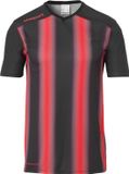 Uhlsport Stripe 2.0 Shirt Korte Mouw Kinderen - Zwart / Rood | Maat: 140