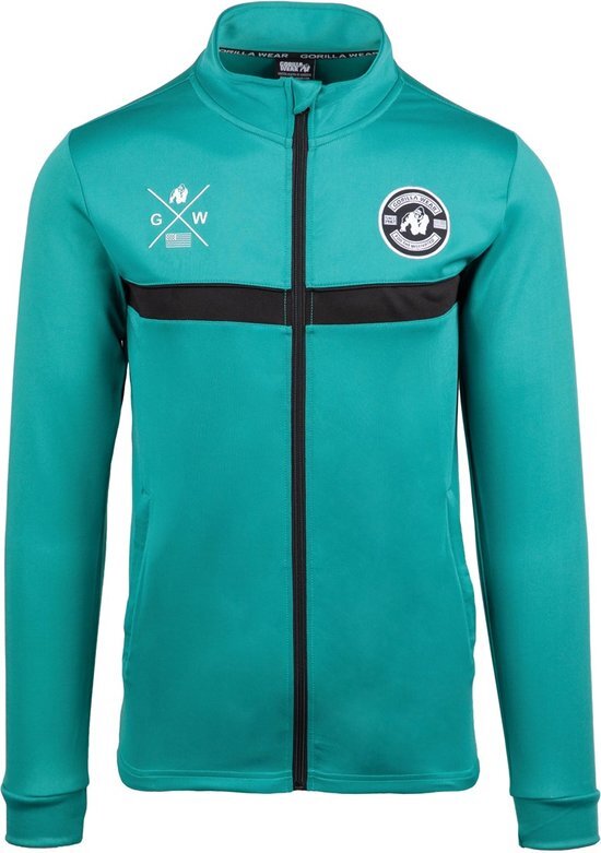 Gorilla Wear Vernon Kids Trainingsjas - Track Jacket - Groen/Blauw - 140