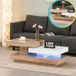 Jymtom – Table basse pivotante 360° avec rangement – Dimensions 110x50x40 cm – Surface en bois MDF blanc brillant – Design moderne élégant
