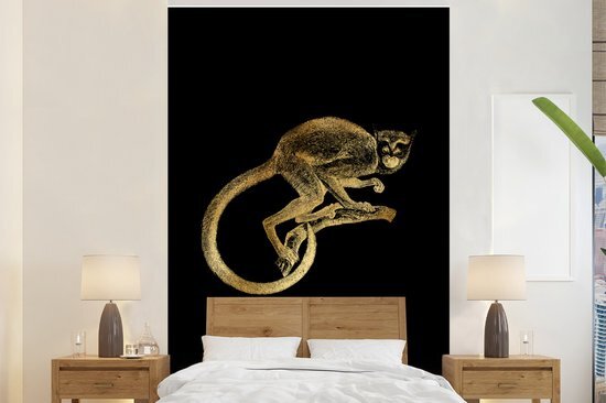 Nr1Wallpaper Behang - Fotobehang Aap - Vintage - Goud - Breedte 225 cm x hoogte 350 cm