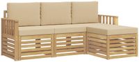 vidaXL - Bank loungeset - 4 zitplekken - Wit en Beige - Polyester