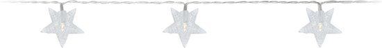 Merkloos Lichtslinger/lichtsnoer - 10 witte sterretjes - verlichting - 100 cm - op batterijen