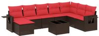 vidaXL 9-delige tuinbankset met kussens, bruin, polyrotan