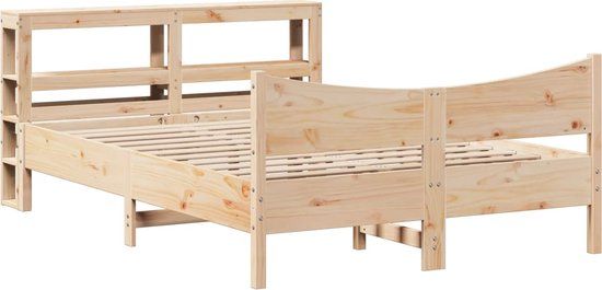 vidaXL Bedframe met hoofdbord massief grenenhout 140x190 cm